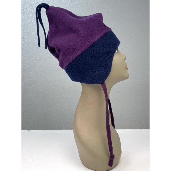 VTG Y2K JESTER WEAR Adult OSFA Purple/Navy Fleece Ultra Extreme WINTER HAT EUC - Picture 2 of 6